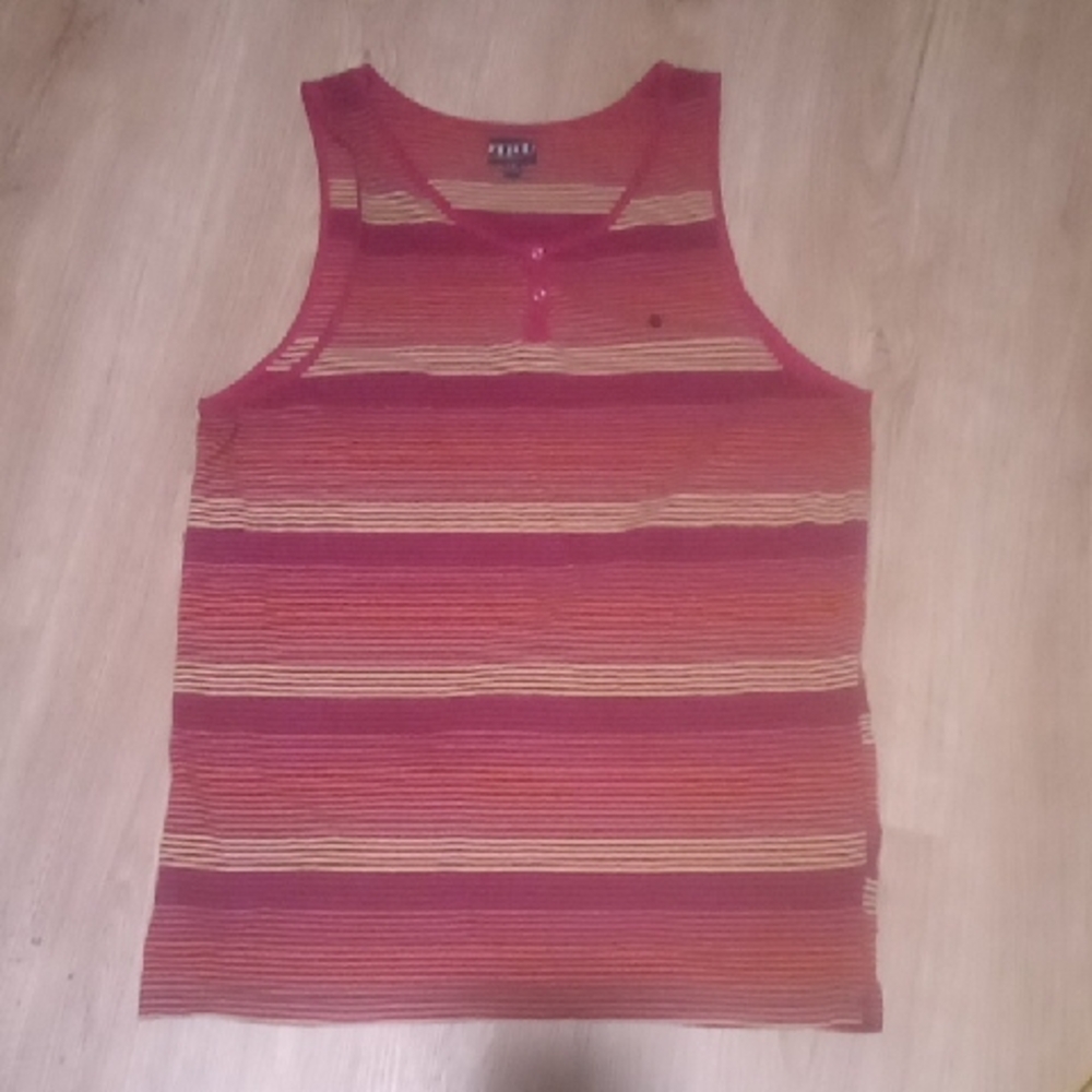 Volcom Red and Orange Striped Tank Top